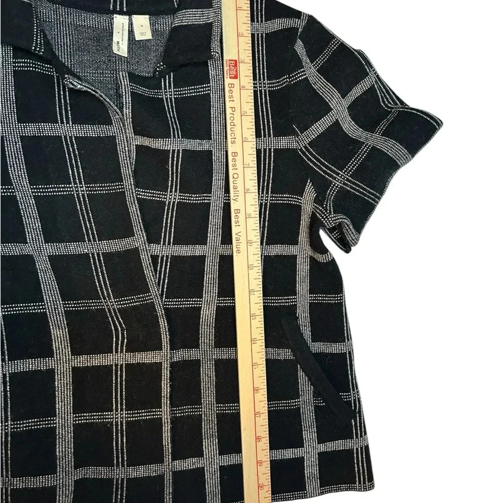 ANTHROPOLOGIE Moth Black Windowpane Plaid Knit Sweater Blazer Women’s Small - Picture 3 of 10